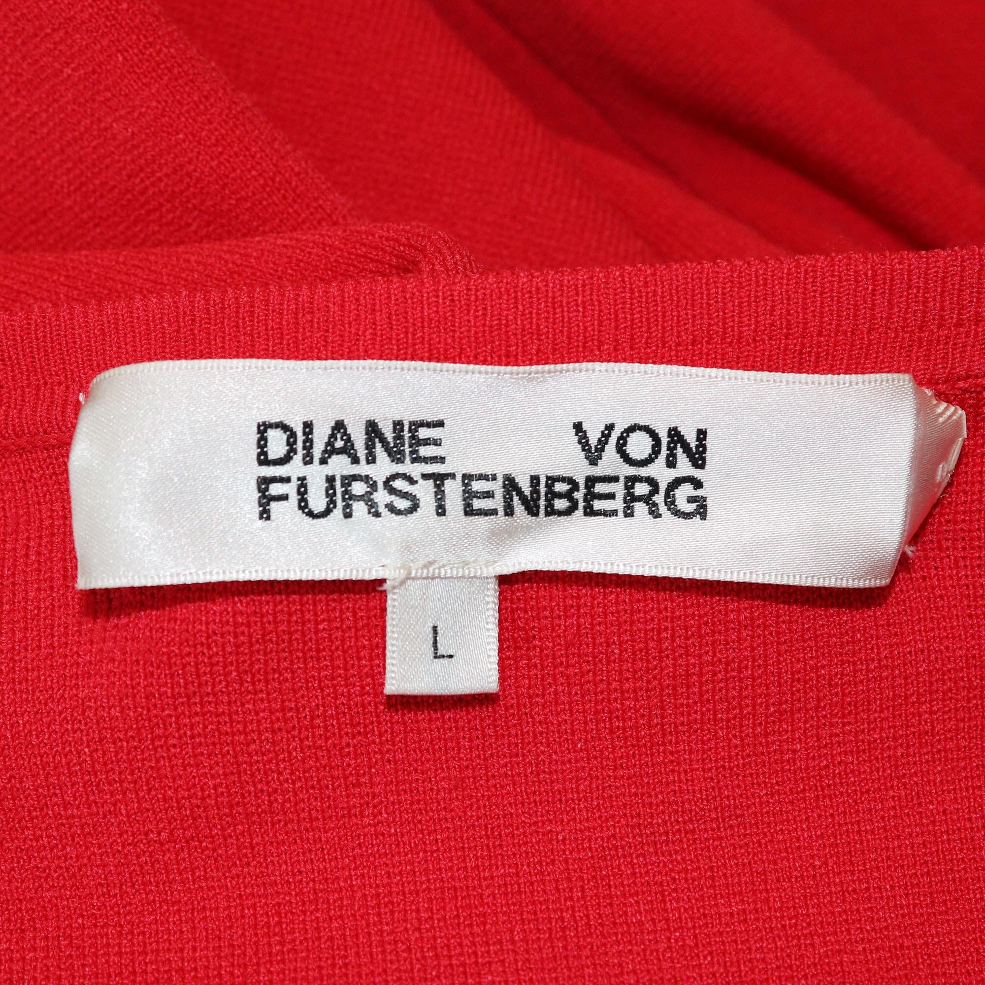 Diane von Furstenberg Red Wrap Belted Midi Dress Womens Diane von Furstenberg 