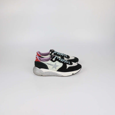 Golden Goose Black/White Suede and Nylon Running Sole Sneakers