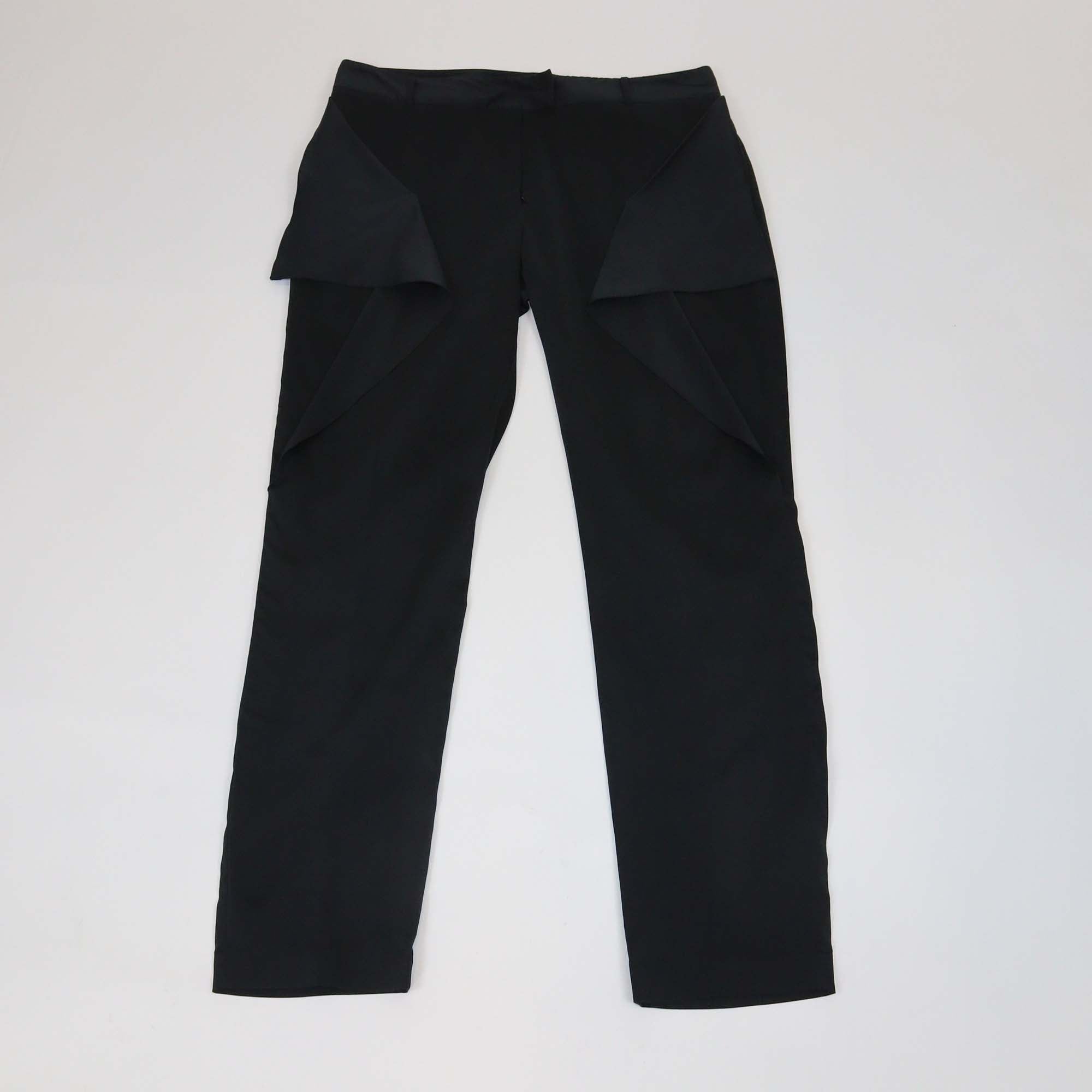 Bottega Veneta Black Silk Ruffled Trimmed Cropped Pants