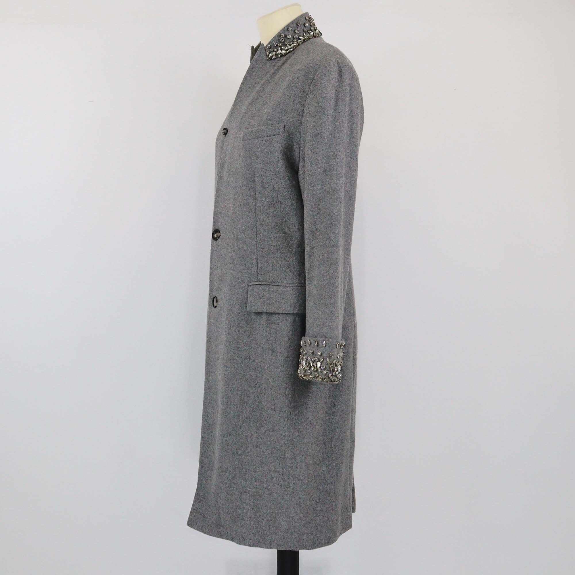 Ermanno Scervino Gray Crystal Embellished Coat Womens Ermanno Scervino 