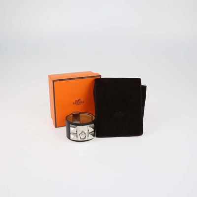 Hermes Black Swift Leather Collier de Chien Bracelet