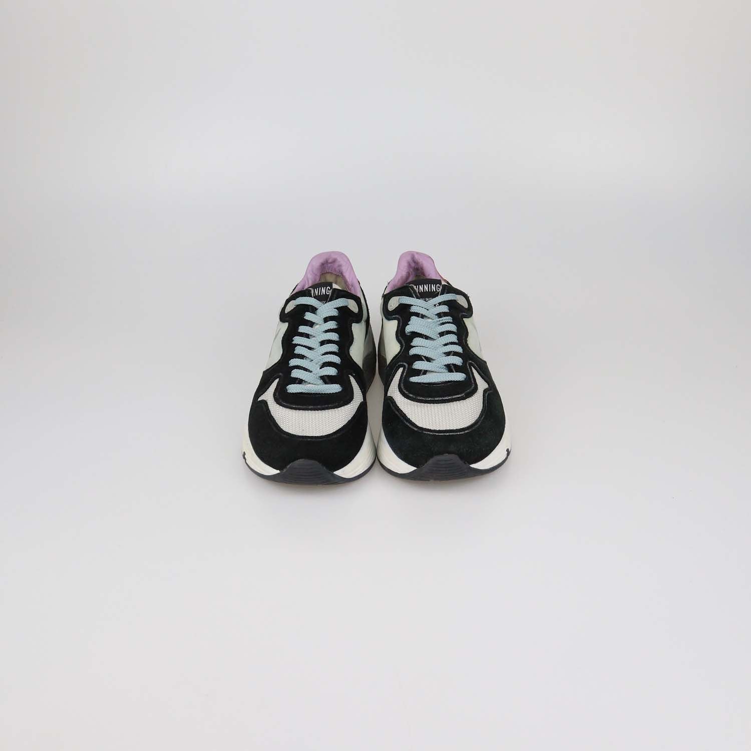 Golden Goose Black/White Suede and Nylon Running Sole Sneakers
