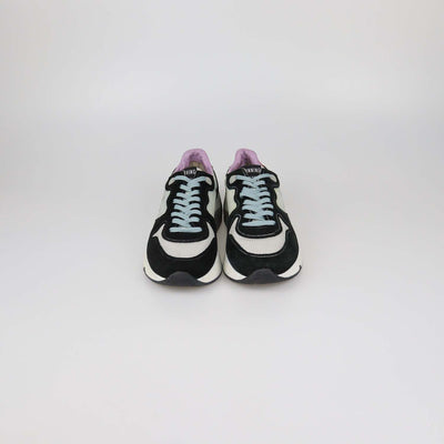 Golden Goose Black/White Suede and Nylon Running Sole Sneakers