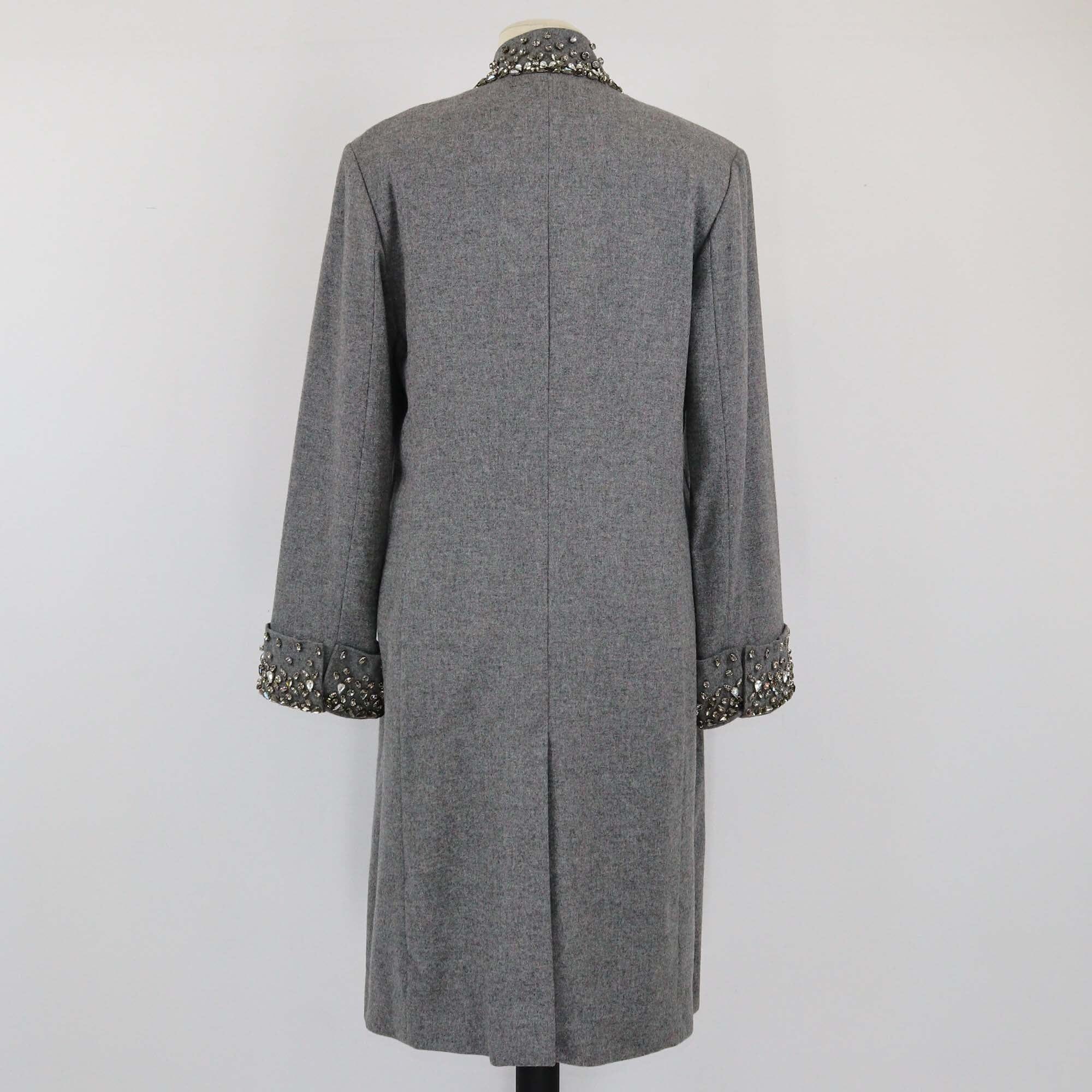 Ermanno Scervino Gray Crystal Embellished Coat Womens Ermanno Scervino 