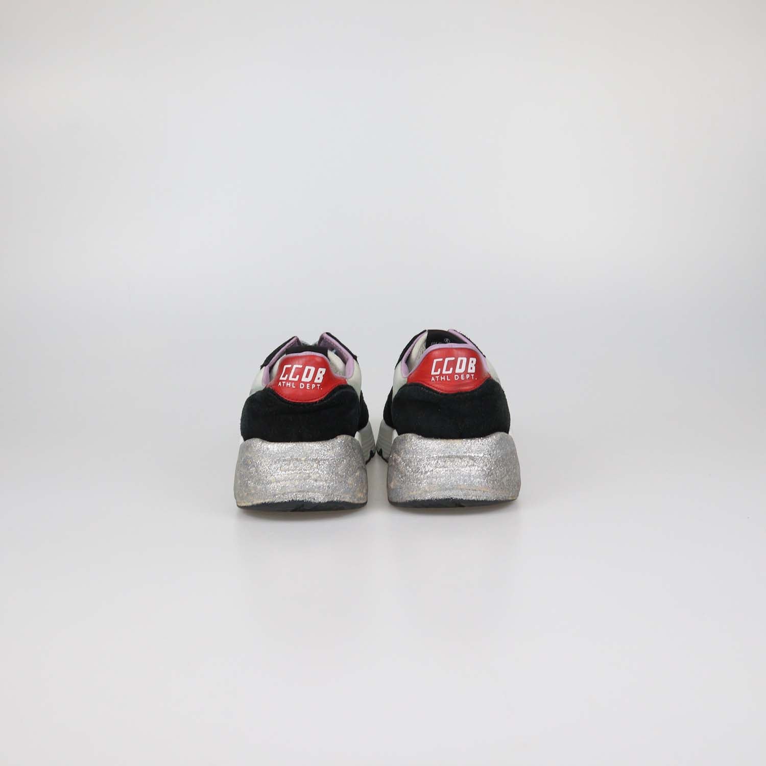 Golden Goose Black/White Suede and Nylon Running Sole Sneakers