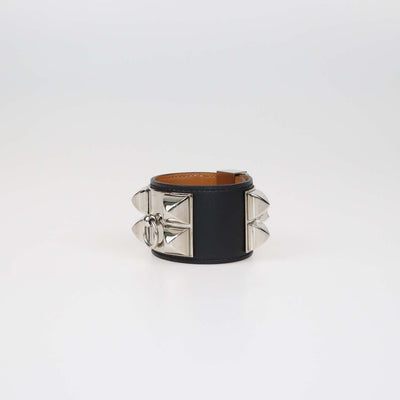 Hermes Black Swift Leather Collier de Chien Bracelet