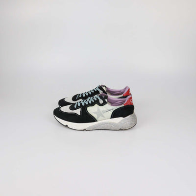 Golden Goose Black/White Suede and Nylon Running Sole Sneakers