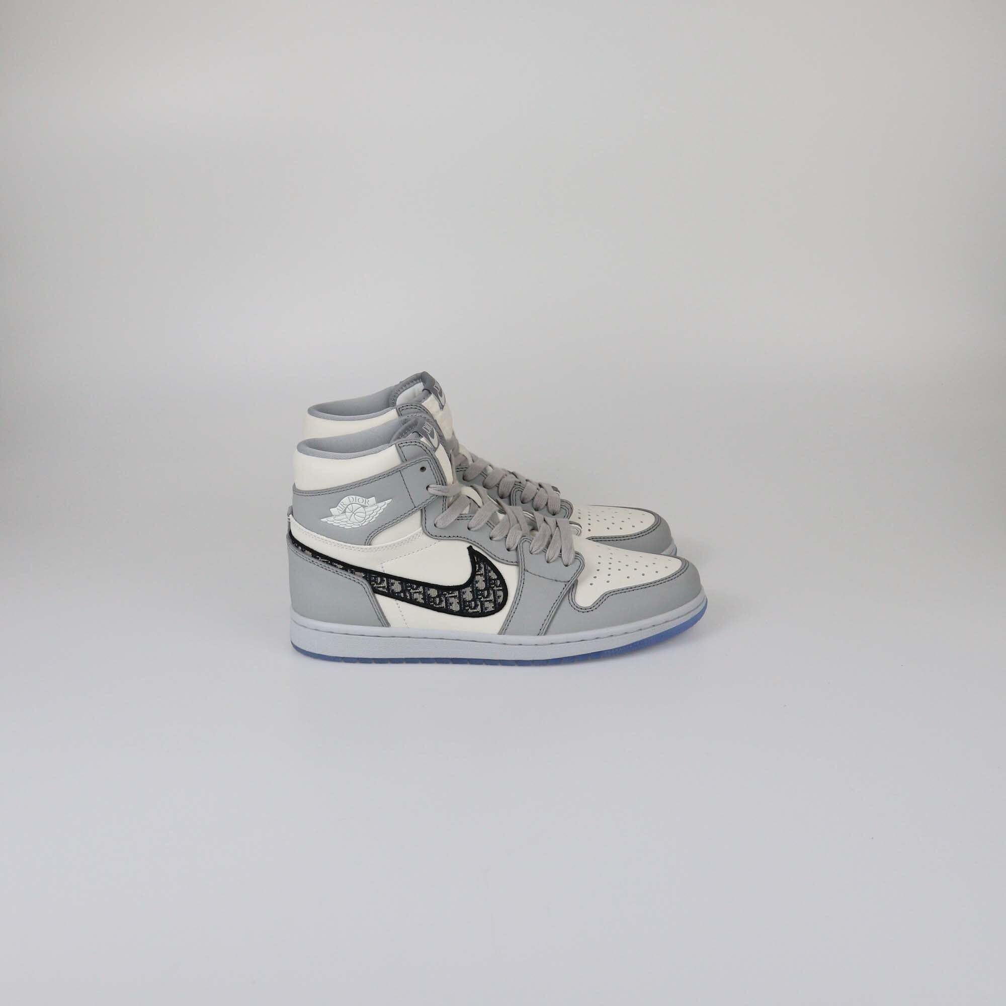 Jordan x Dior Grey/White Air Jordan 1 Retro High Top Sneakers Womens Jordan x Dior 