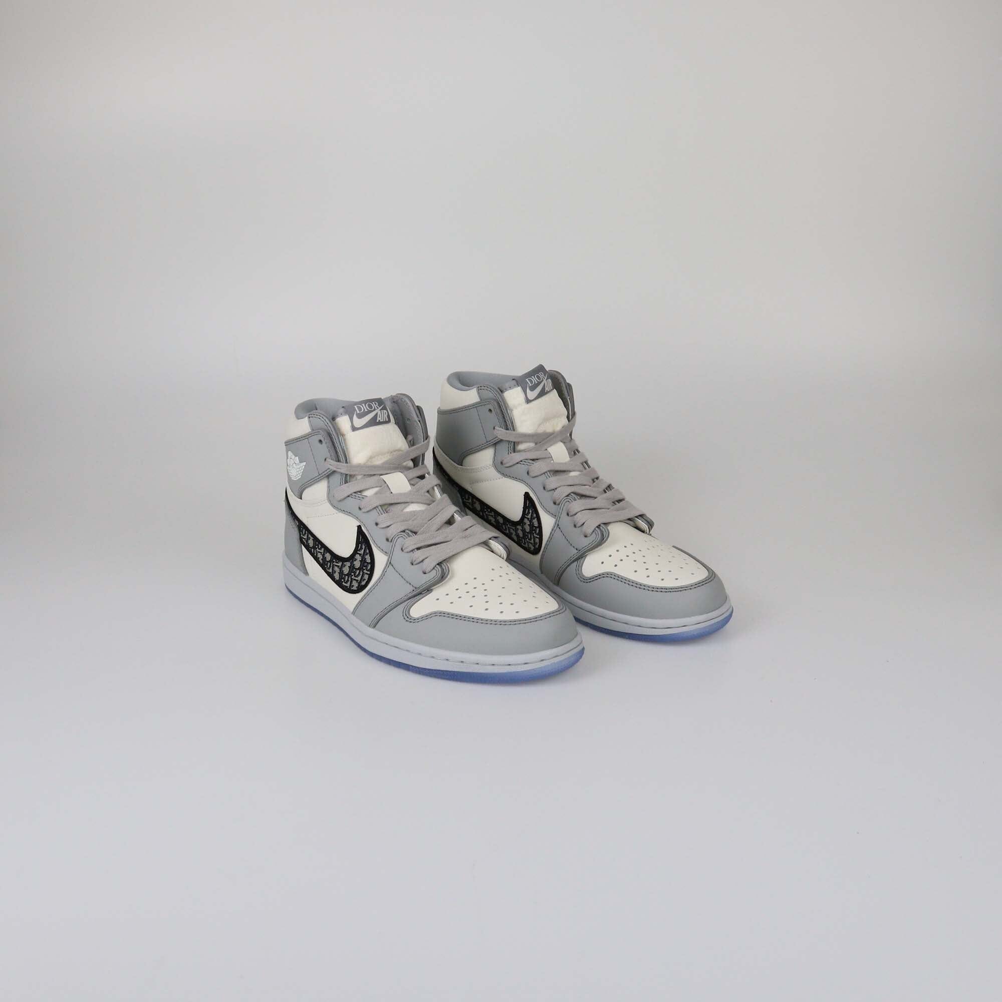 Jordan x Dior Grey/White Air Jordan 1 Retro High Top Sneakers Womens Jordan x Dior 