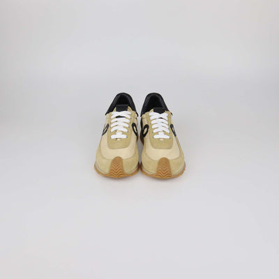 Loewe Beige/Black Nylon and Suede Flow Runner Low Top Sneakers