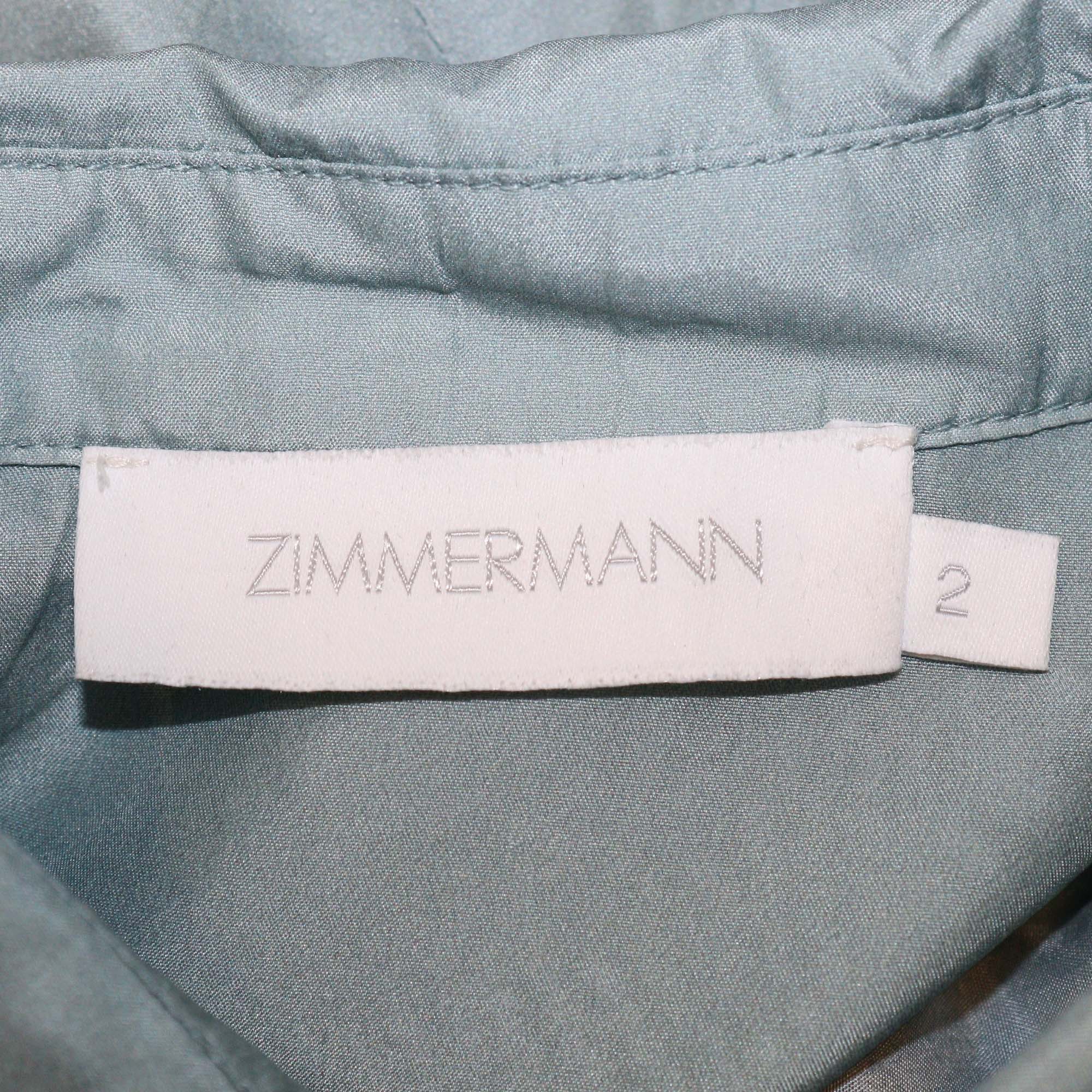 Zimmermann Light Blue/Multicolor Silk Floral Print Relaxed Long Sleeve Shirt & Trouser Set