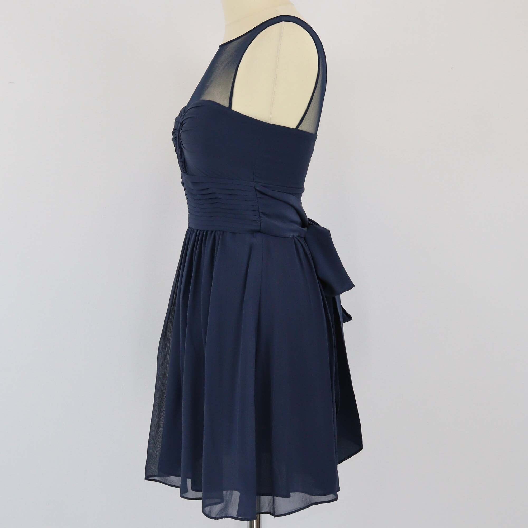 BCBG Max Azria Navy Blue Illusion Sweetheart Cocktail Dress Womens BCBG Max Azria 