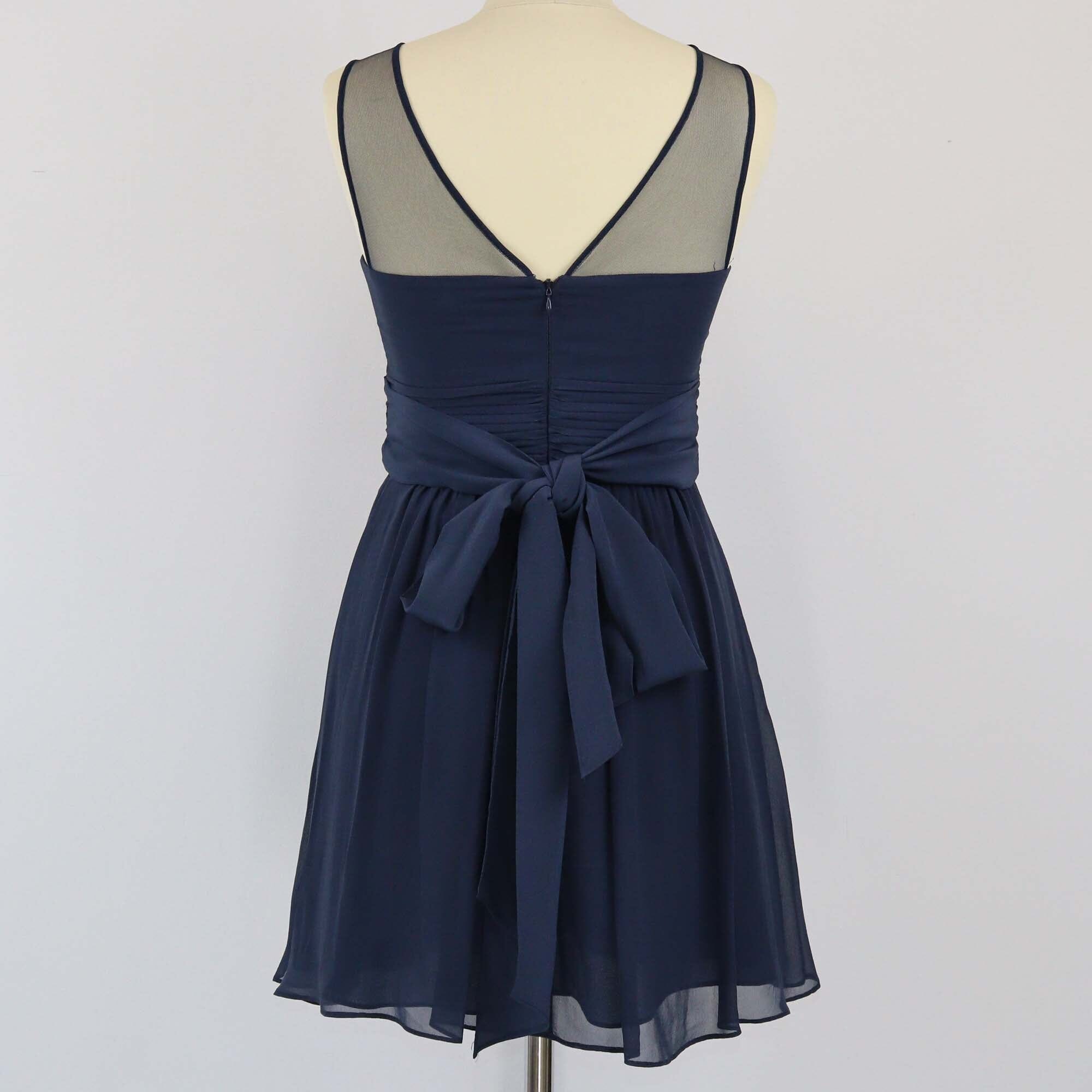 BCBG Max Azria Navy Blue Illusion Sweetheart Cocktail Dress Womens BCBG Max Azria 