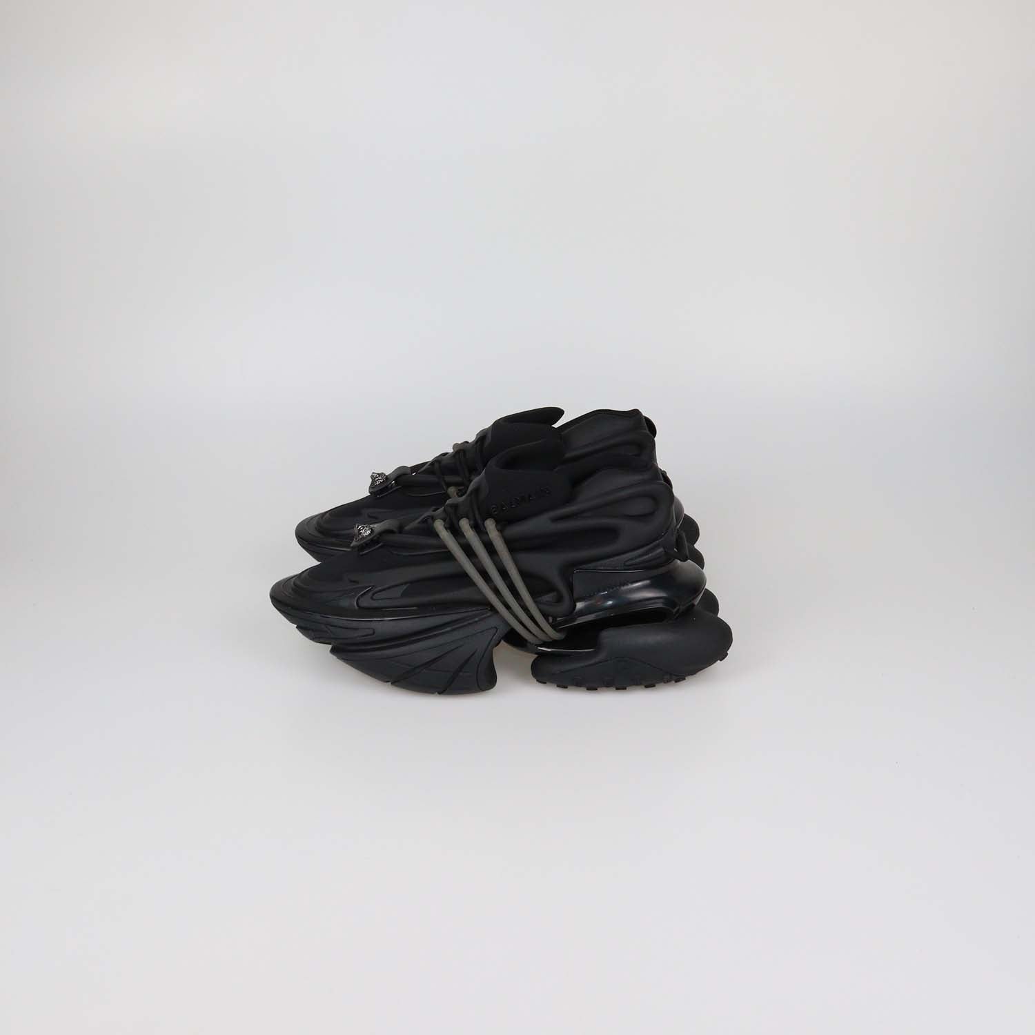Balmain Black Neoprene and Rubber Unicorn low Top Sneakers