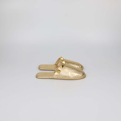 Valentino Gold Leather Roman Stud Slipper