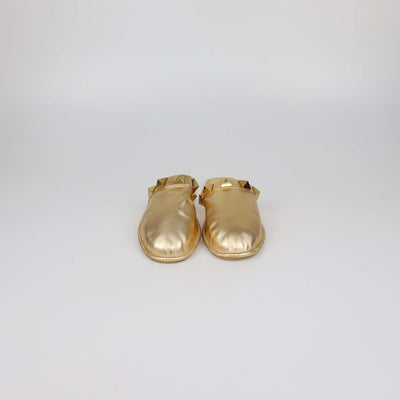 Valentino Gold Leather Roman Stud Slipper