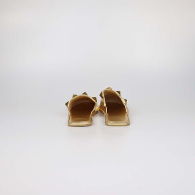 Valentino Gold Leather Roman Stud Slipper