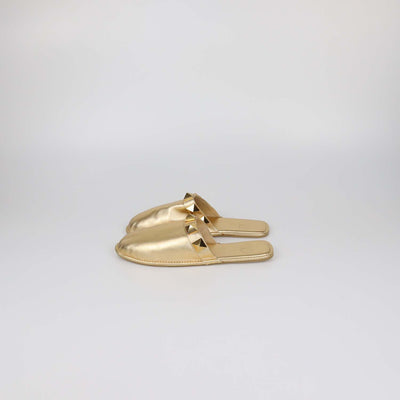 Valentino Gold Leather Roman Stud Slipper