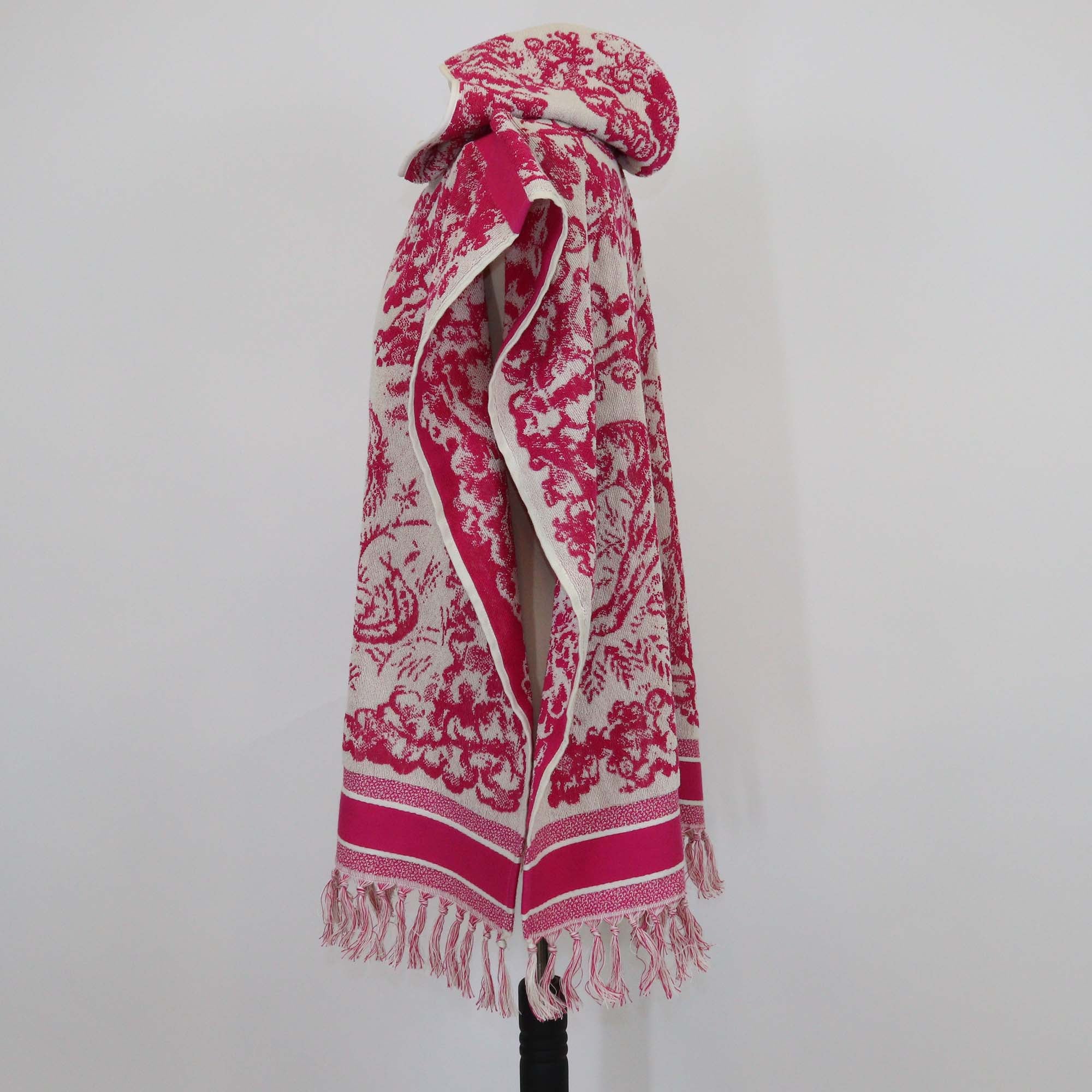 Christian Dior Toile de Jouy Terry Cloth Hooded Poncho