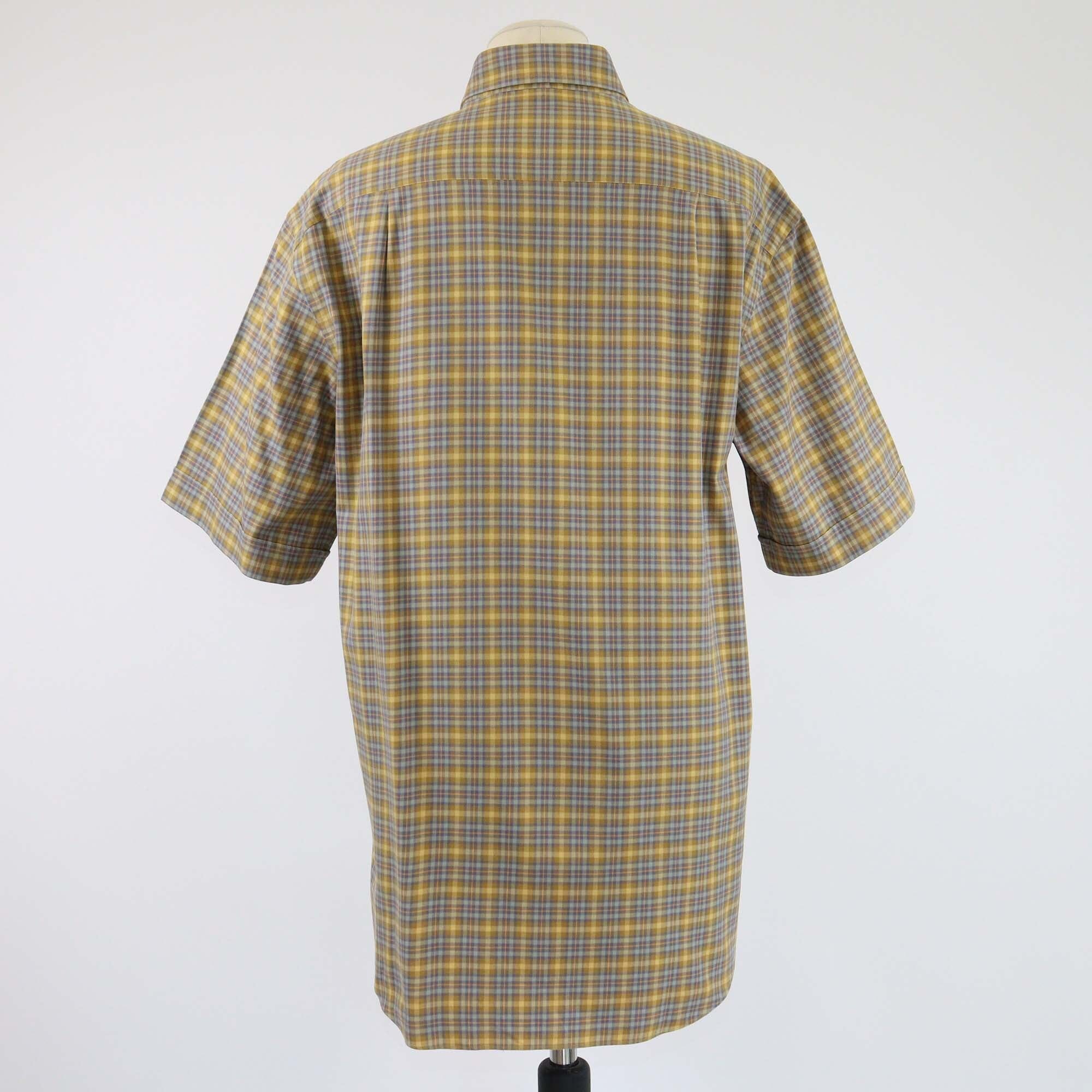 Brioni Yellow/Blue Checkered Short Sleeve Shirt Mens Brioni 