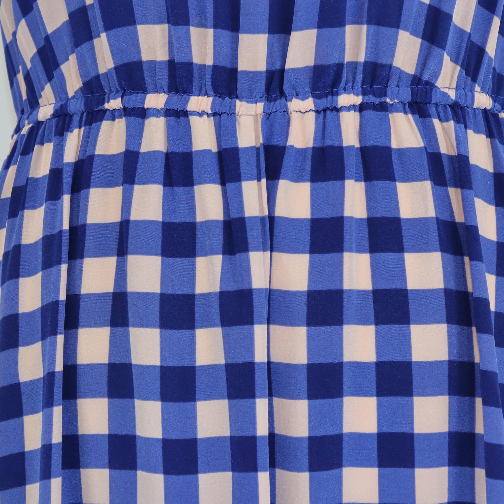 Diane Von Furstenberg Blue Checkered Maxi Sleeveless Dress Womens Diane Von Furstenberg 