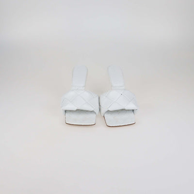 Bottega Veneta White Intrecciato Leather Lido Slide Sandals
