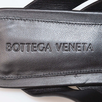 Bottega Veneta Black Woven Leather Alfie Flat Mules