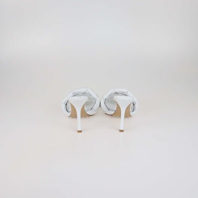 Bottega Veneta White Intrecciato Leather Lido Slide Sandals