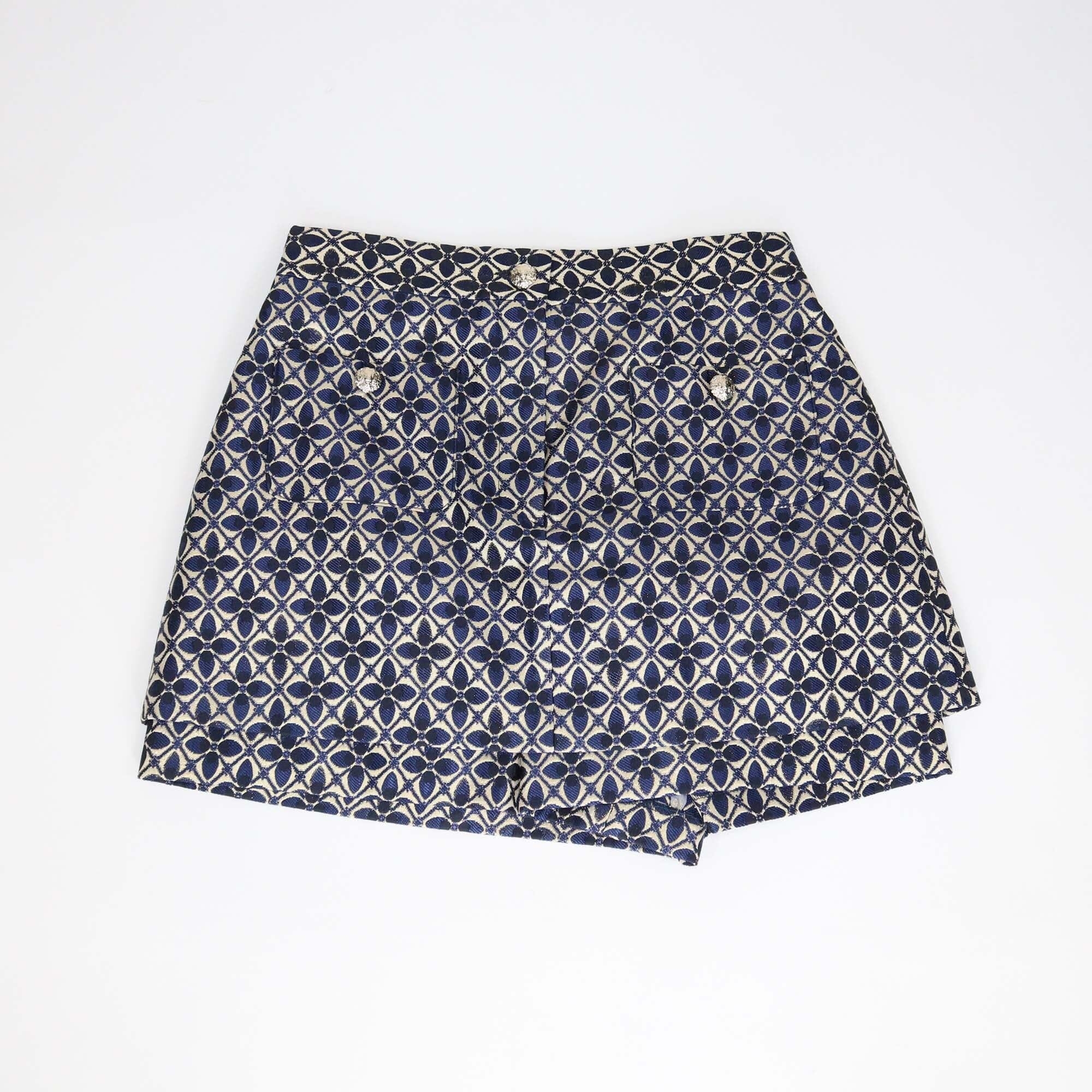 Maje Metallic Gold/Blue Double Pocket Front Mini Skorts Womens Maje 