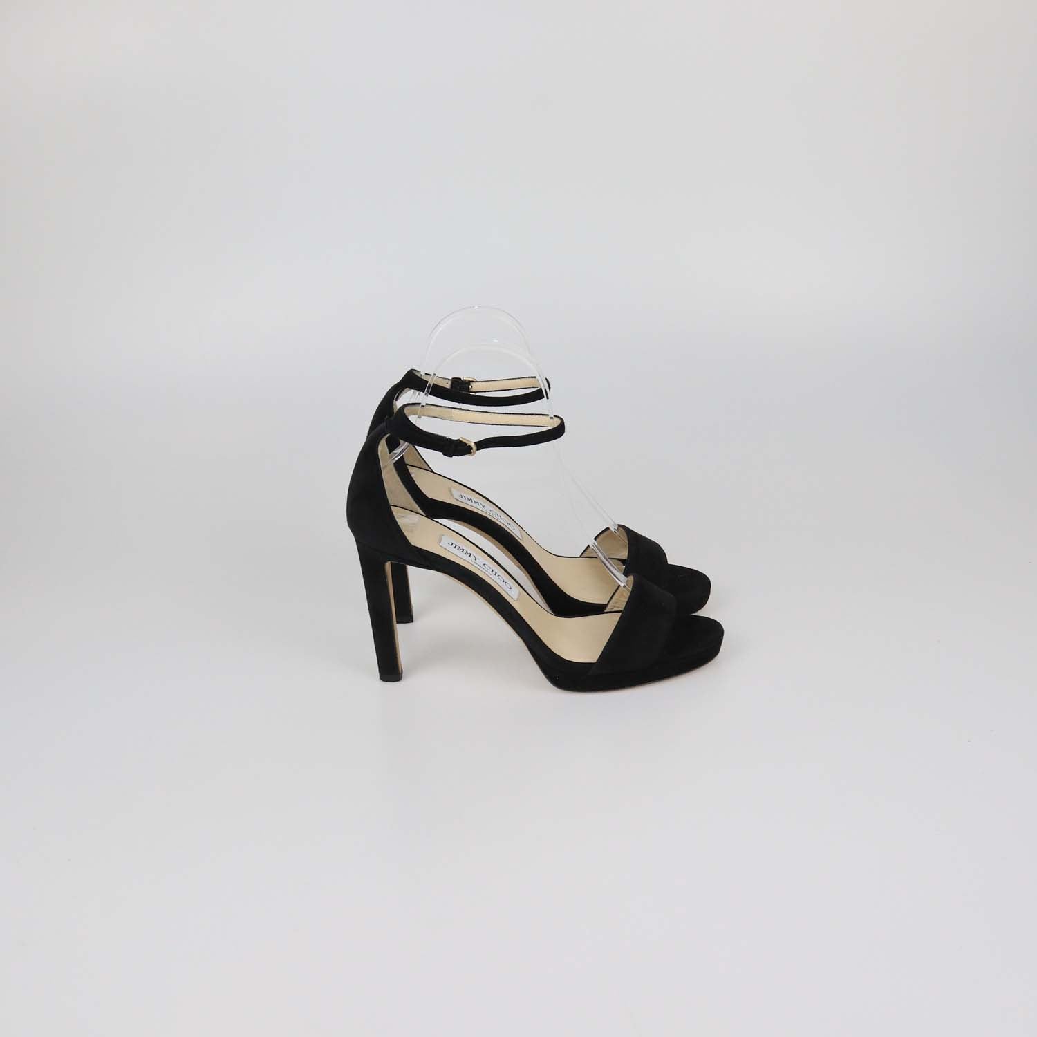 Jimmy Choo Black Suede Misty Ankle Strap Sandals