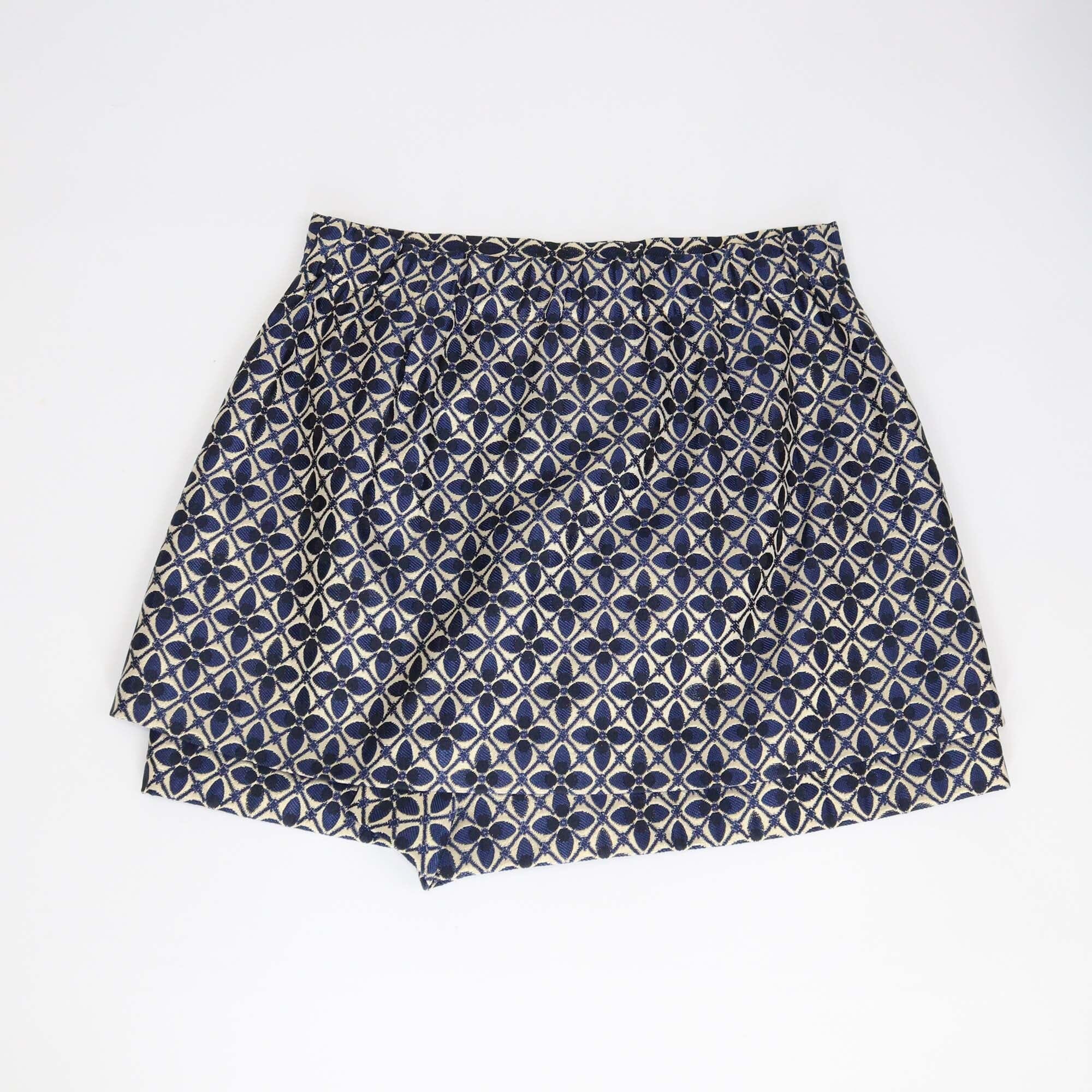 Maje Metallic Gold/Blue Double Pocket Front Mini Skorts Womens Maje 