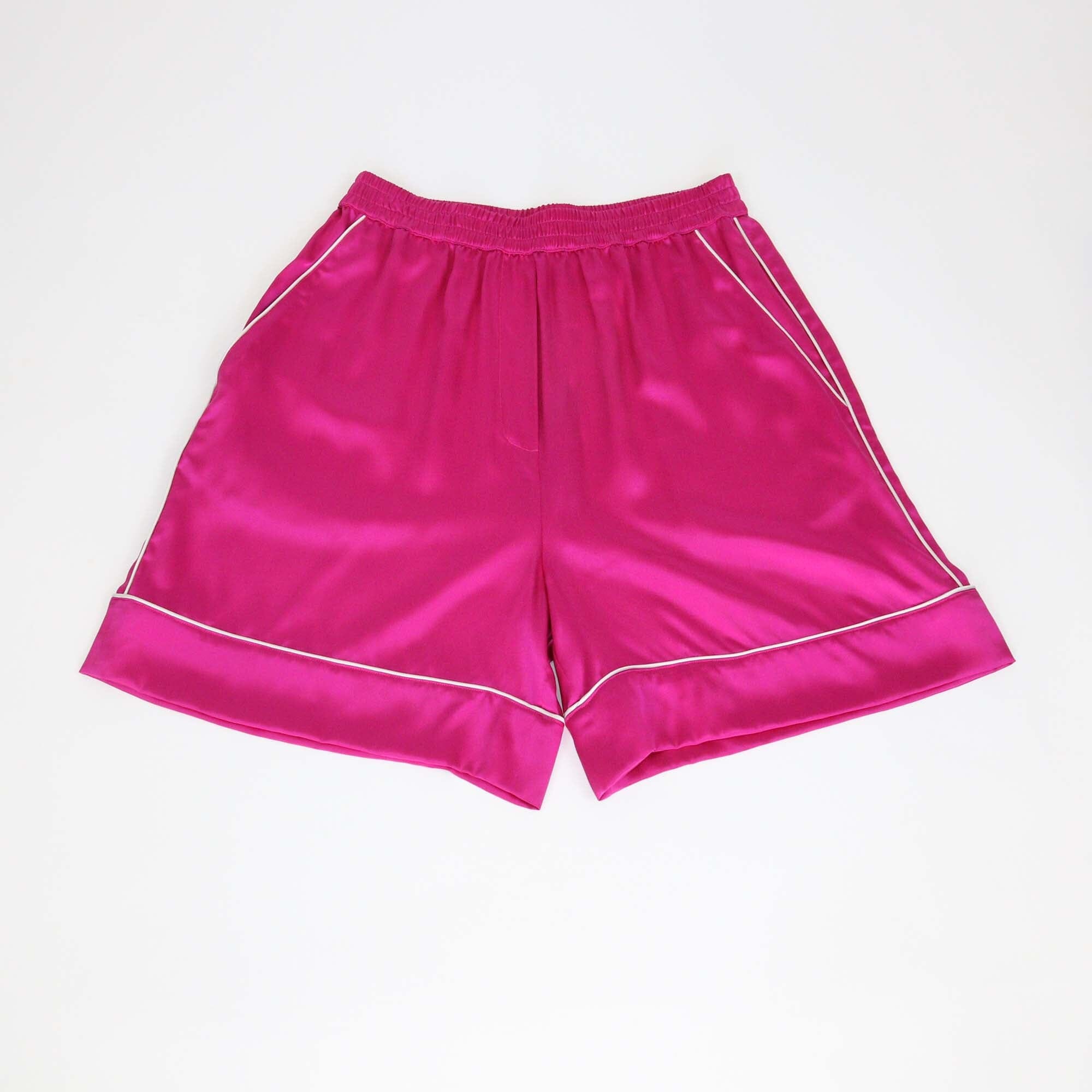 Dolce & Gabbana Magenta Satin Elastic Waist Slit Pocket Pyjama Short Womens Dolce & Gabbana 