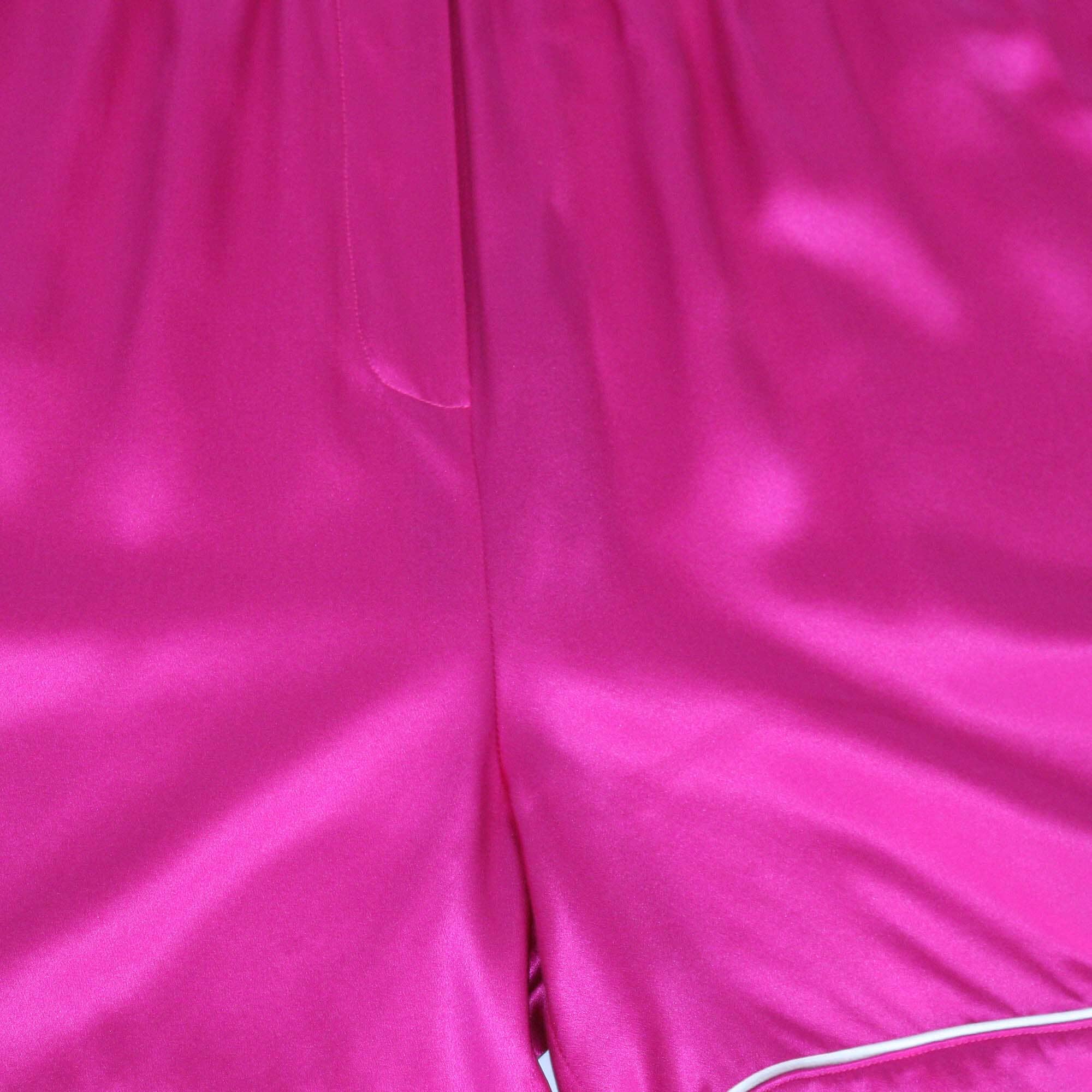 Dolce & Gabbana Magenta Satin Elastic Waist Slit Pocket Pyjama Short Womens Dolce & Gabbana 