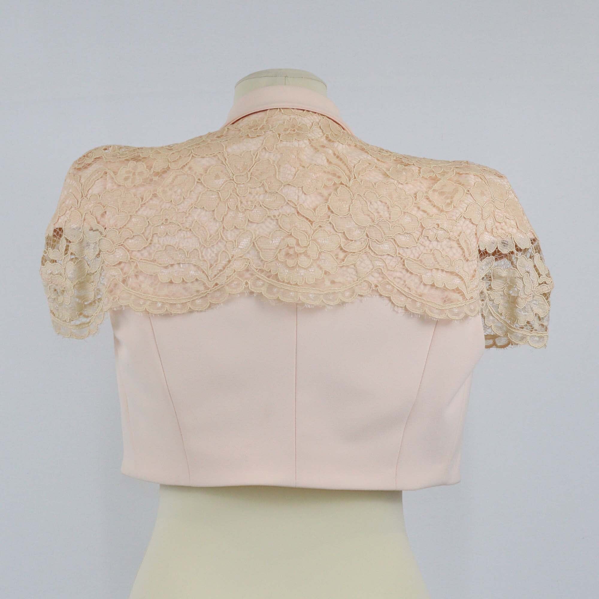 Elisabetta Franchi Peach Lace Trim Embellishment Giacca Crop Top Womens Elisabetta Franchi 