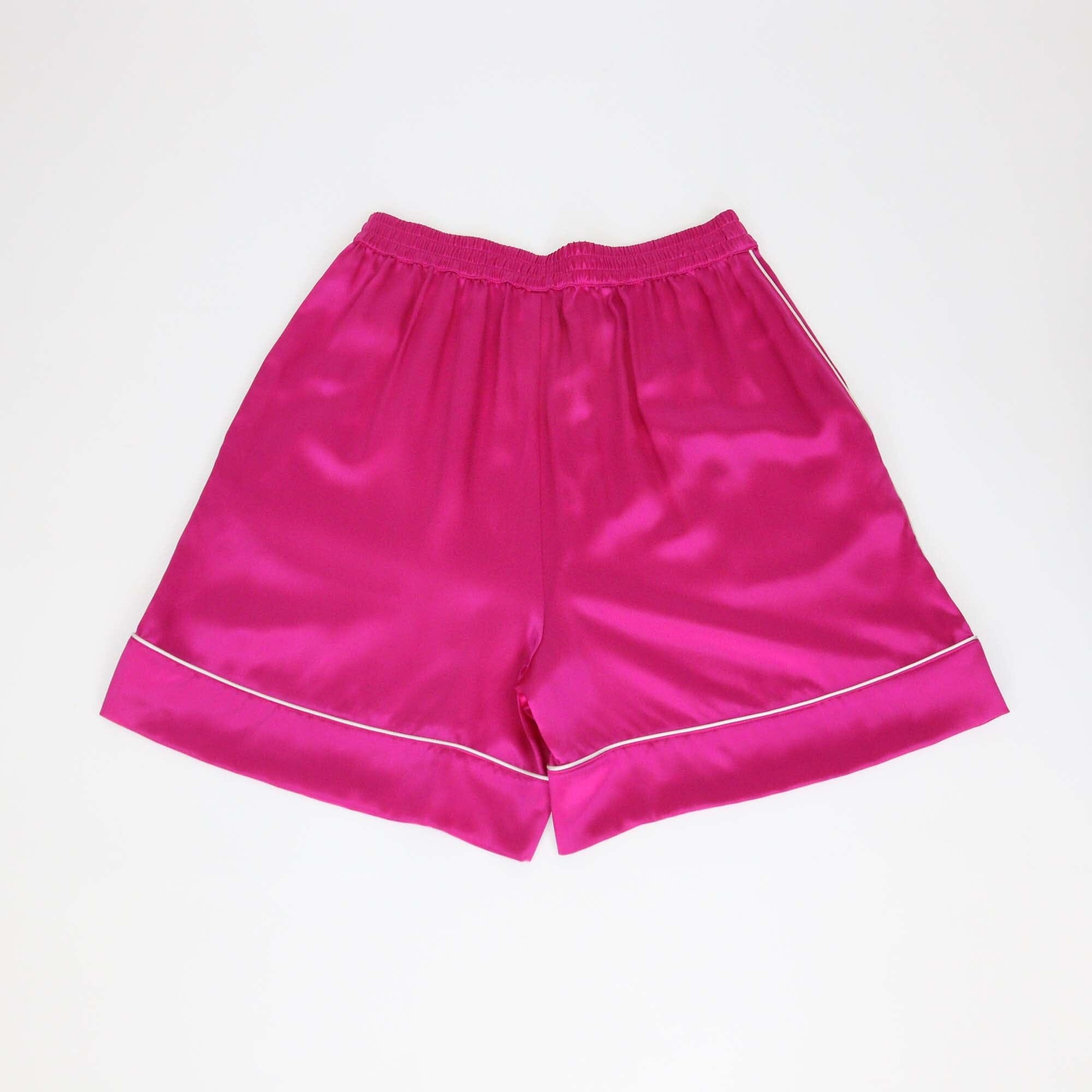Dolce & Gabbana Magenta Satin Elastic Waist Slit Pocket Pyjama Short Womens Dolce & Gabbana 