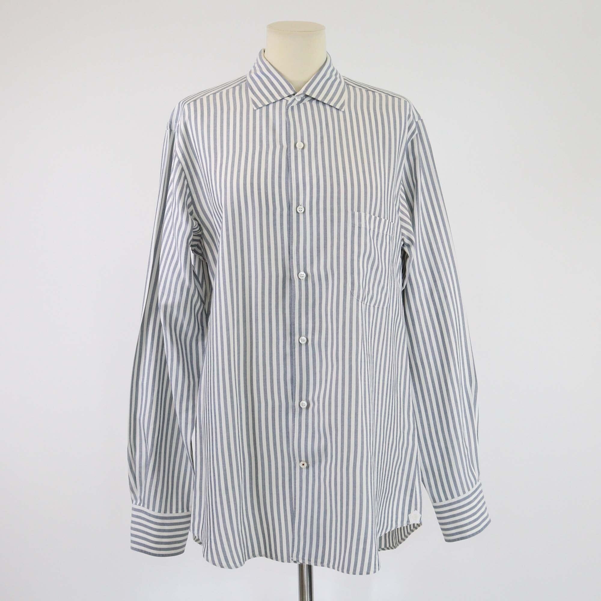 Loro Piana Blue/White Andre Long Sleeve Shirt Mens Loro Piana 