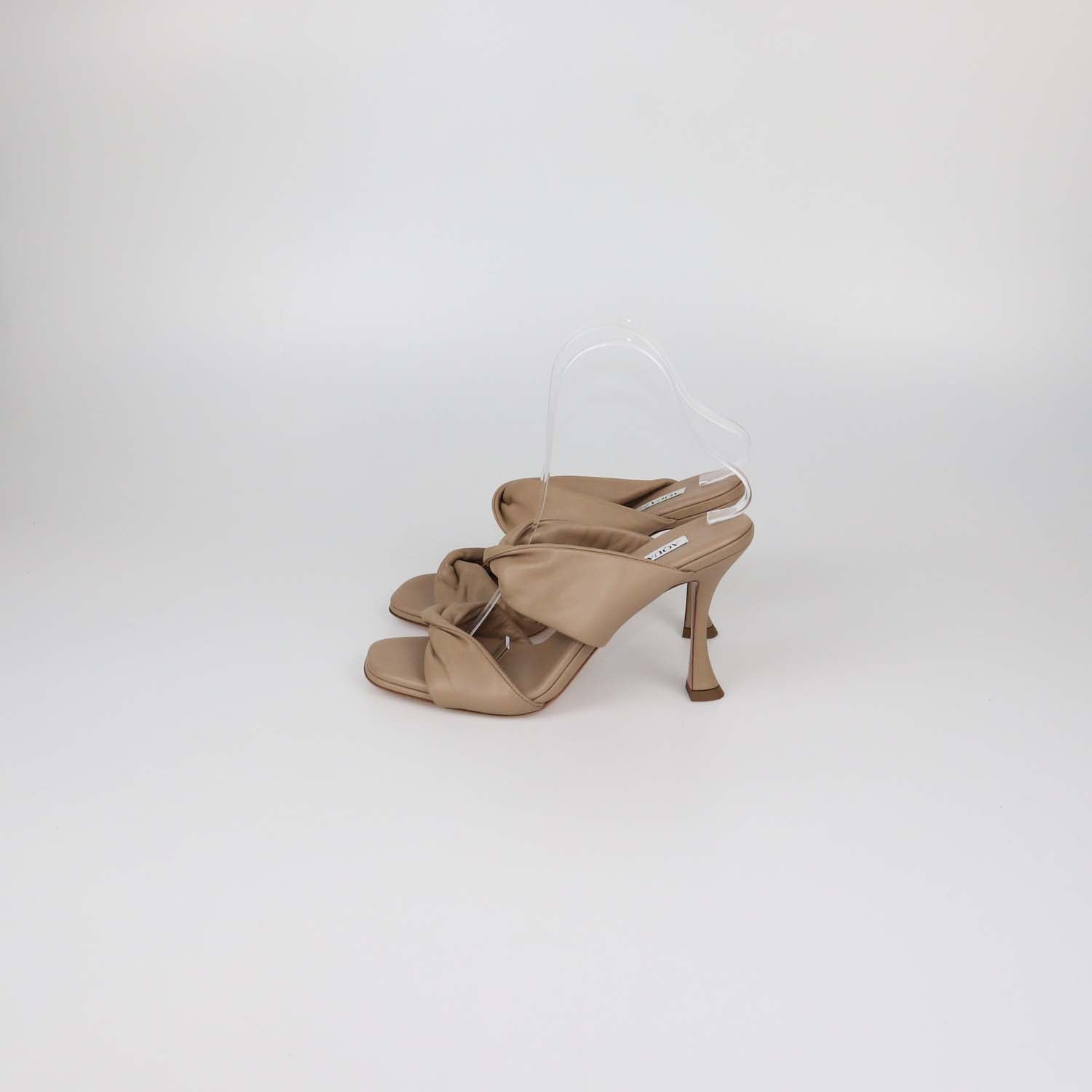 Aquazzura Beige Leather Twist Slide Sandals