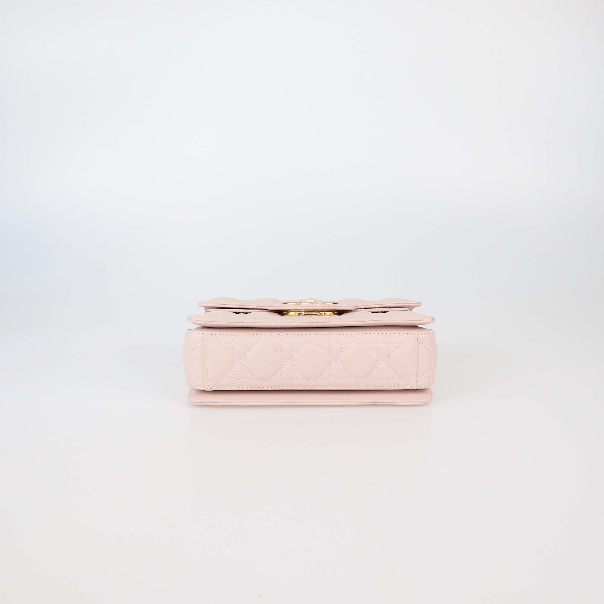 Christian Dior Powder Beige Cannage Leather Small Jolie Top Handle Bag