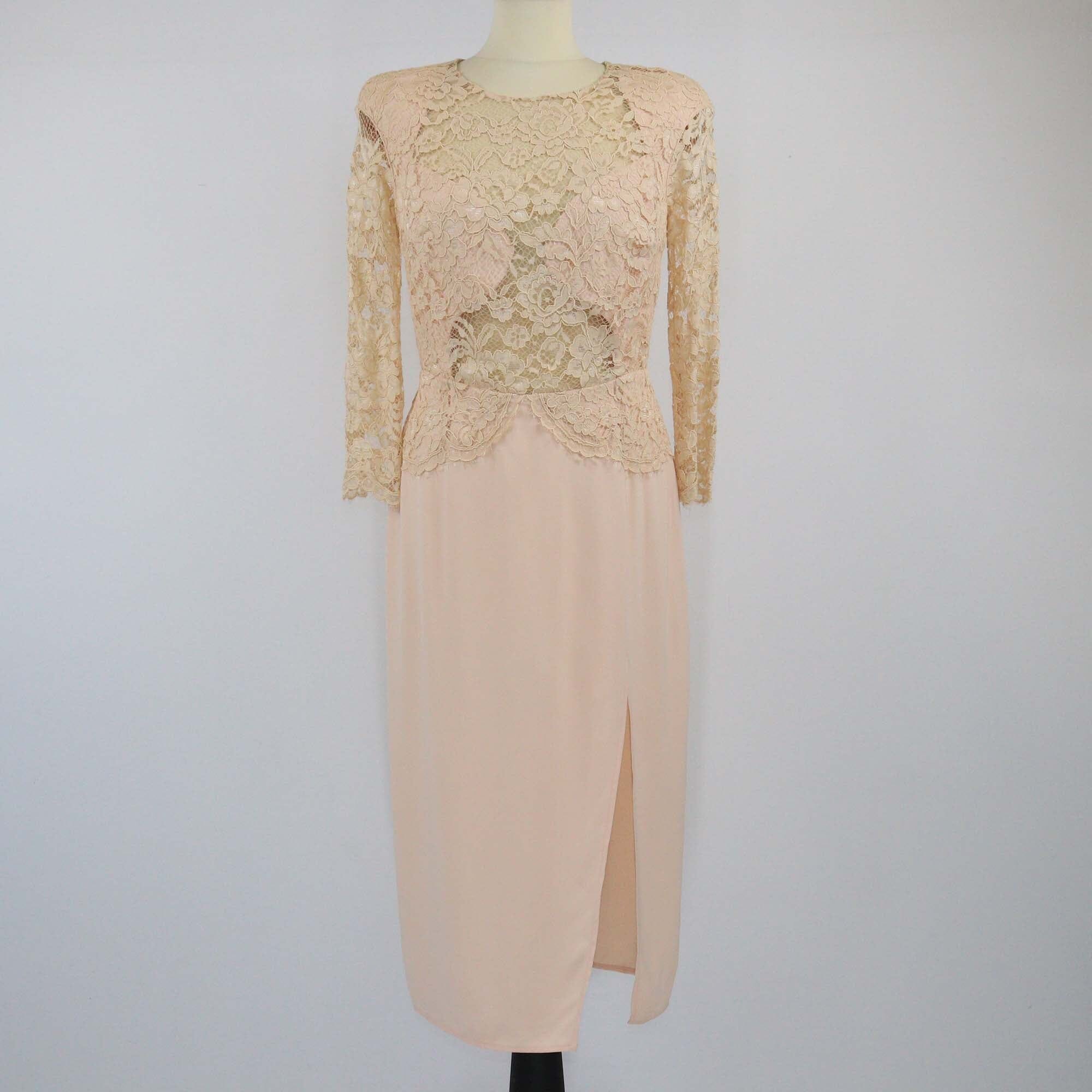 Elisabetta Franchi Peach Lace Trim Embellishment Cocktail Dress Womens Elisabetta Franchi 