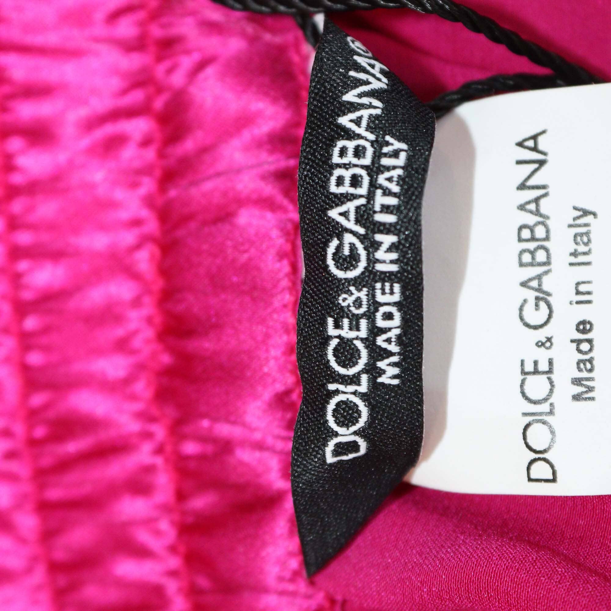 Dolce & Gabbana Magenta Satin Elastic Waist Slit Pocket Pyjama Short Womens Dolce & Gabbana 