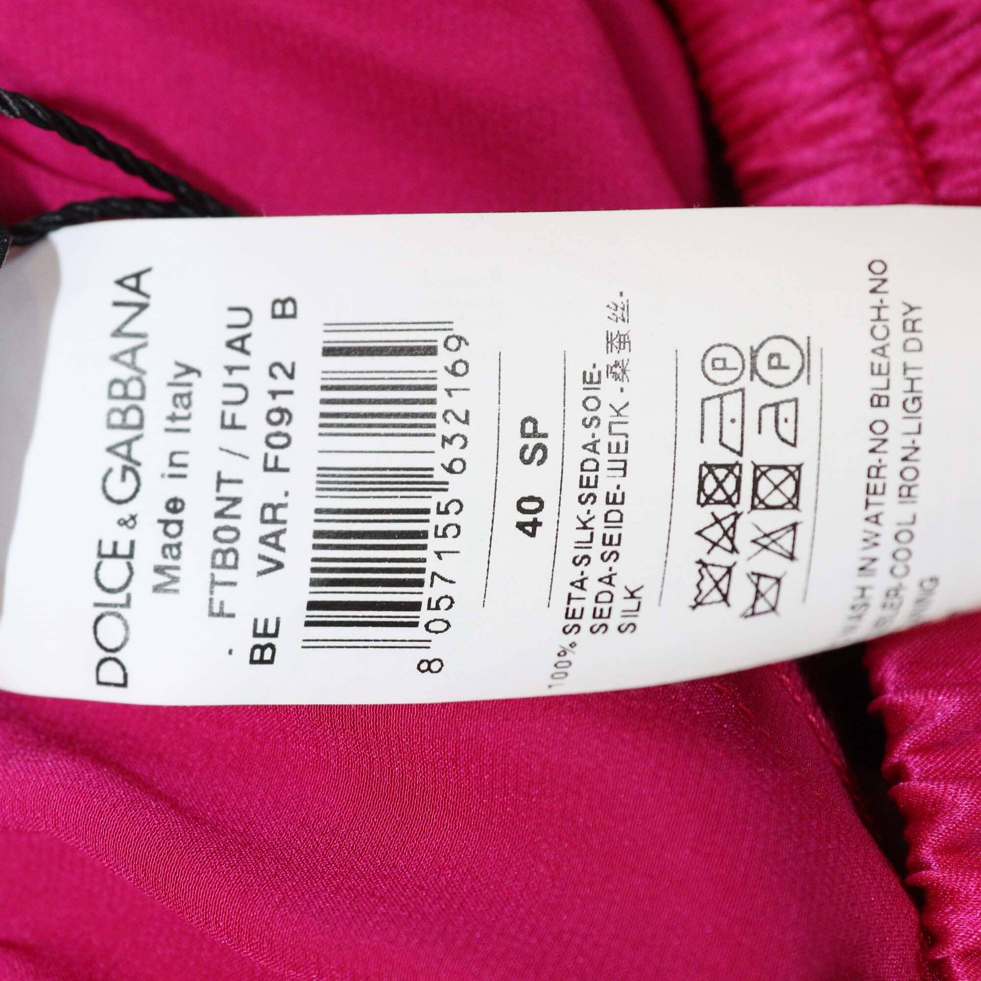 Dolce & Gabbana Magenta Satin Elastic Waist Slit Pocket Pyjama Short Womens Dolce & Gabbana 