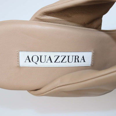 Aquazzura Beige Leather Twist Slide Sandals