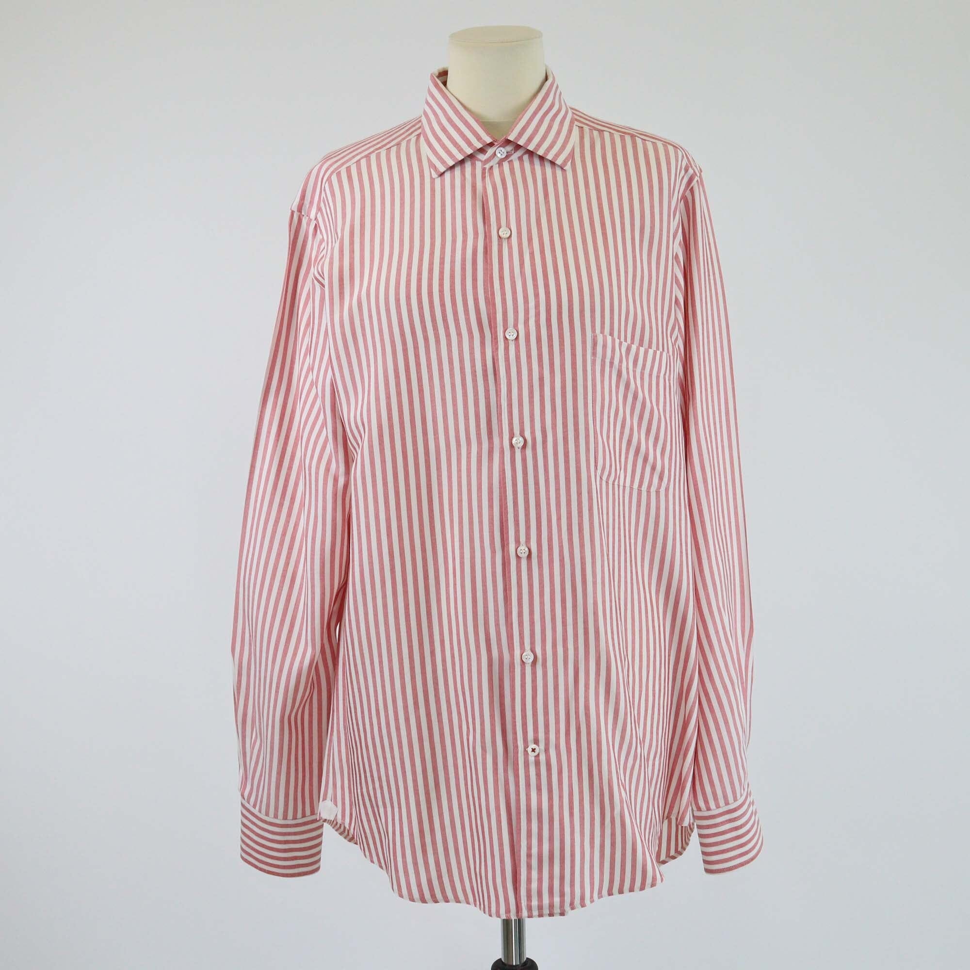 Loro Piana Red/White Andre Long Sleeve Shirt Mens Loro Piana 