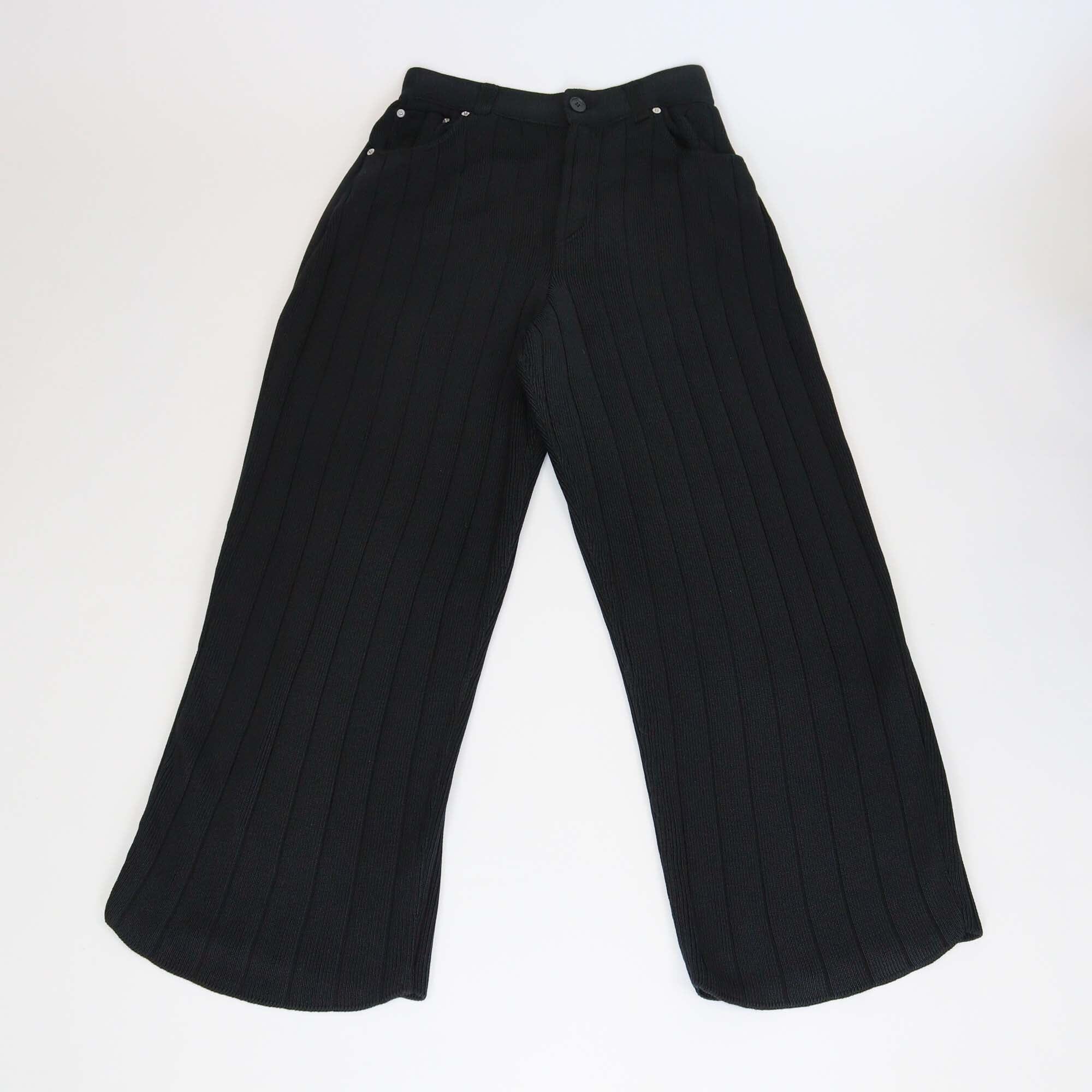 Balenciaga Black Rib Knit Silk Baggy Pants Womens Balenciaga 