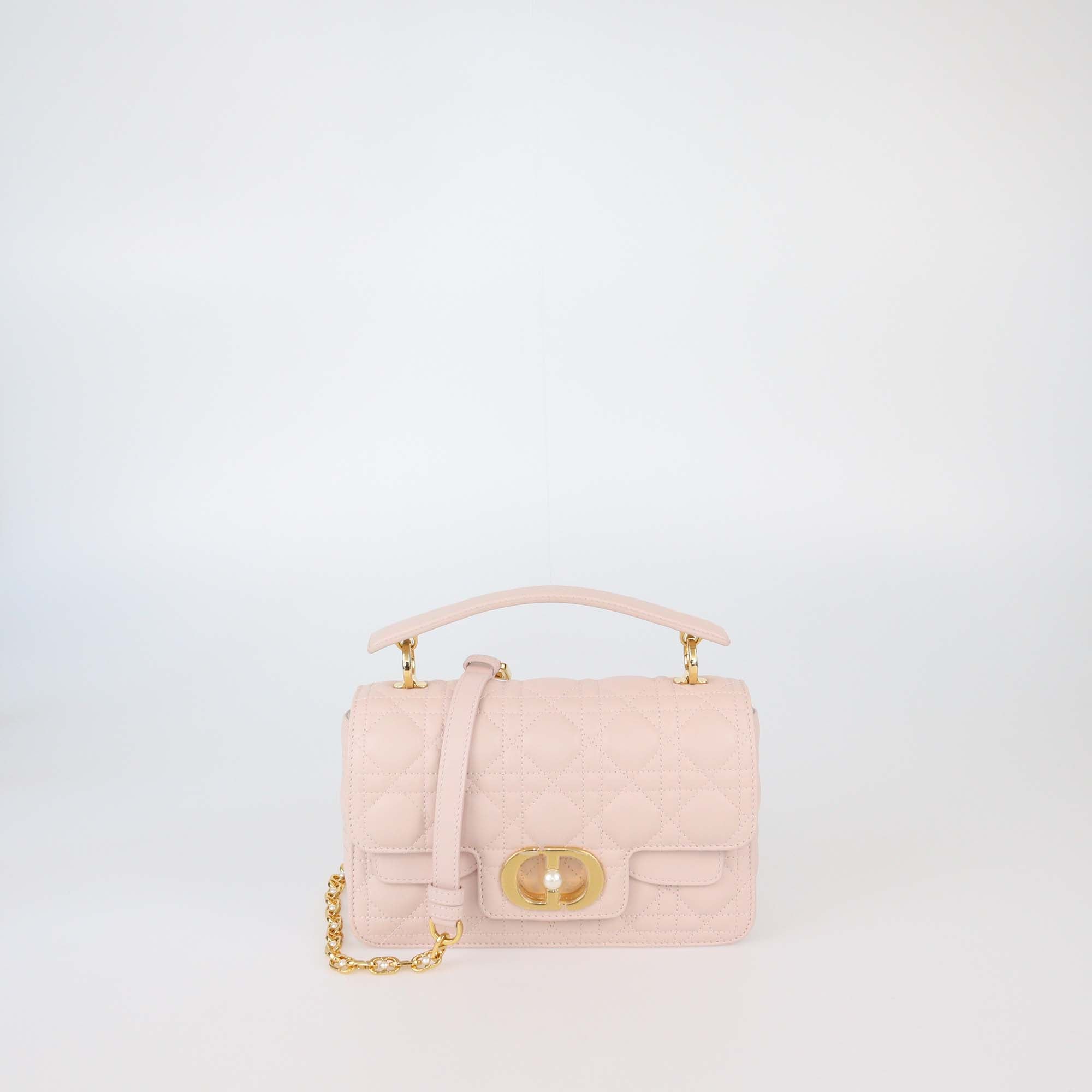 Christian Dior Powder Beige Cannage Leather Small Jolie Top Handle Bag