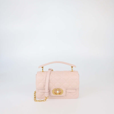 Christian Dior Powder Beige Cannage Leather Small Jolie Top Handle Bag