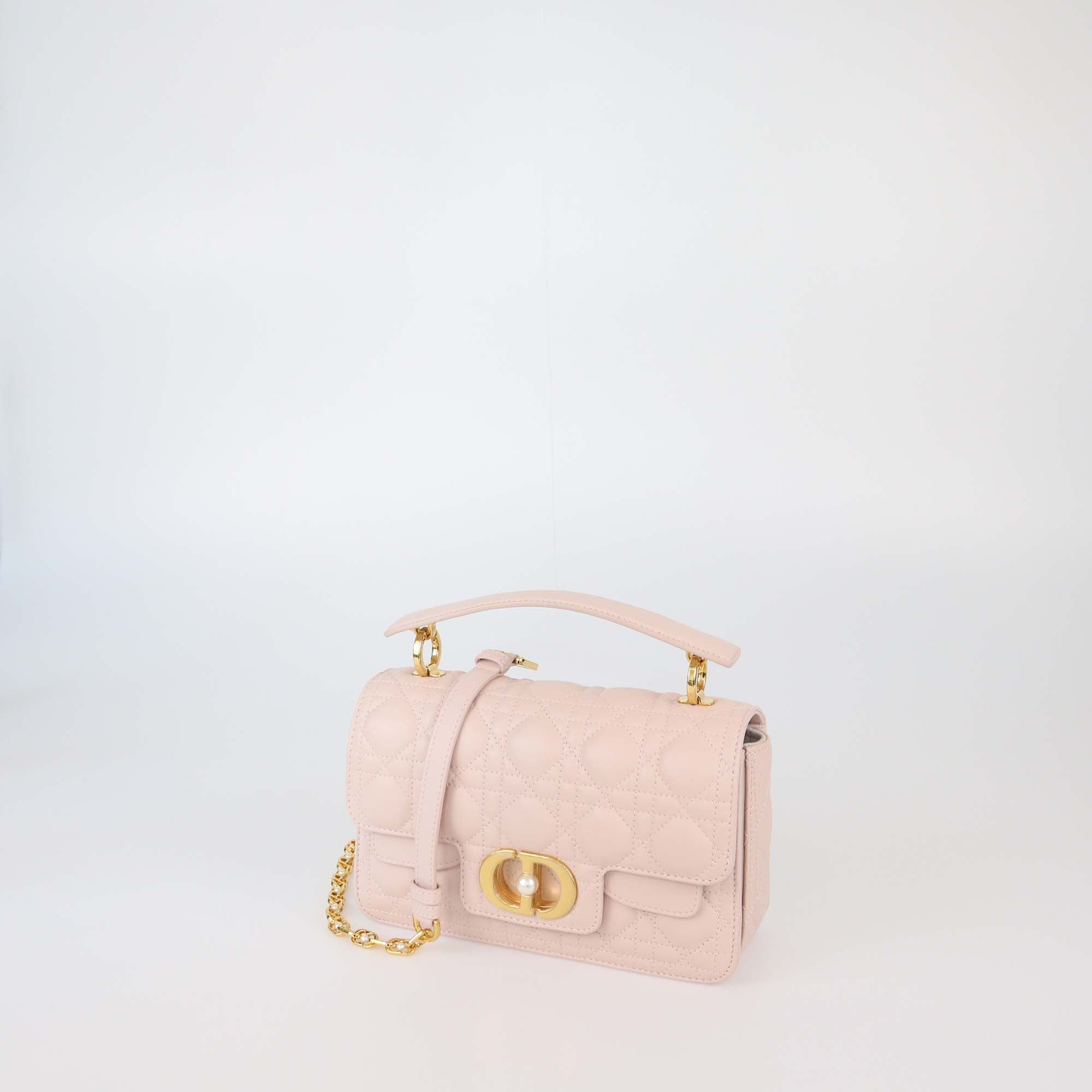 Christian Dior Powder Beige Cannage Leather Small Jolie Top Handle Bag