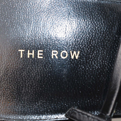 The Row Black Leather T-Bar Heel Sandals