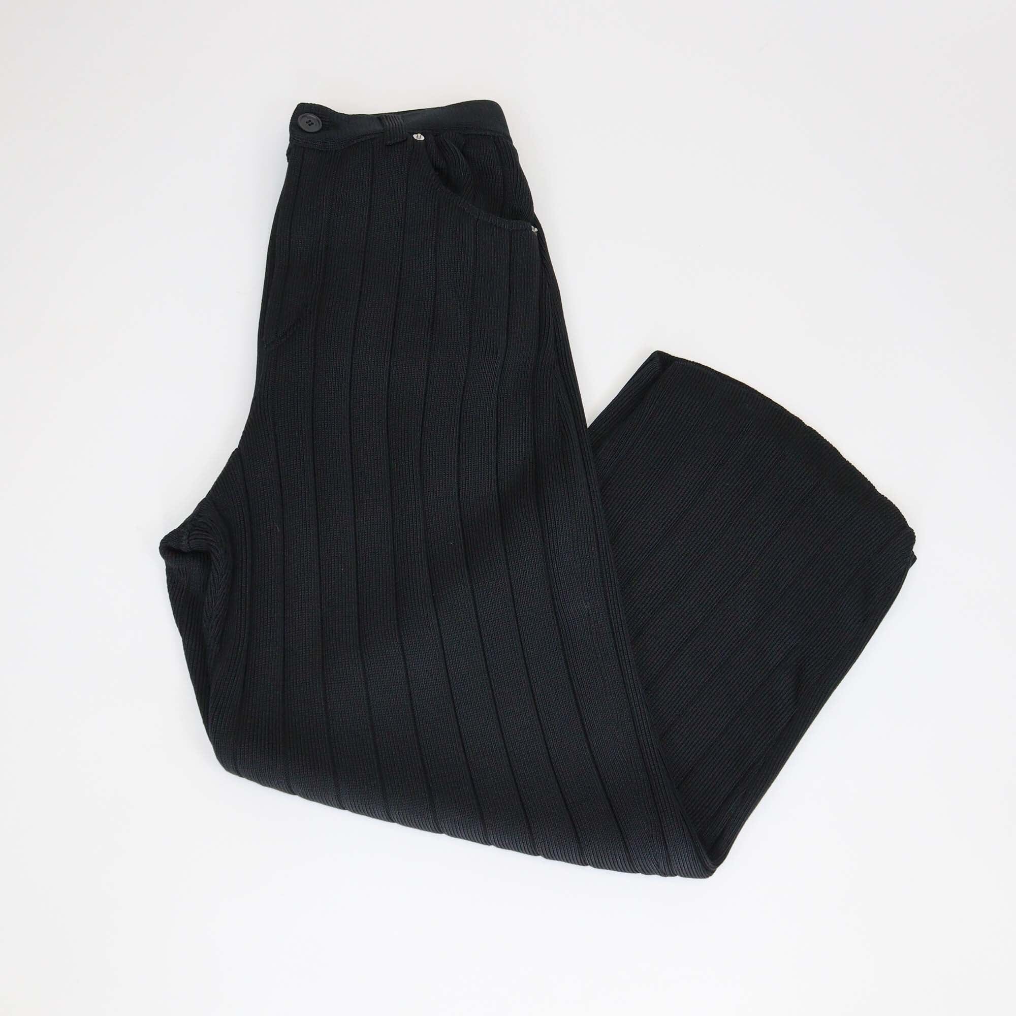 Balenciaga Black Rib Knit Silk Baggy Pants Womens Balenciaga 