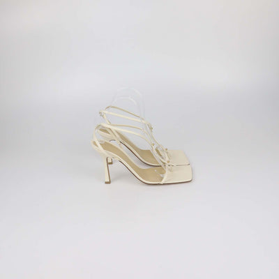 Bottega Veneta Off White Leather T-Strap Sandals